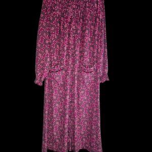 Elegant Pink Floral Women's Dress